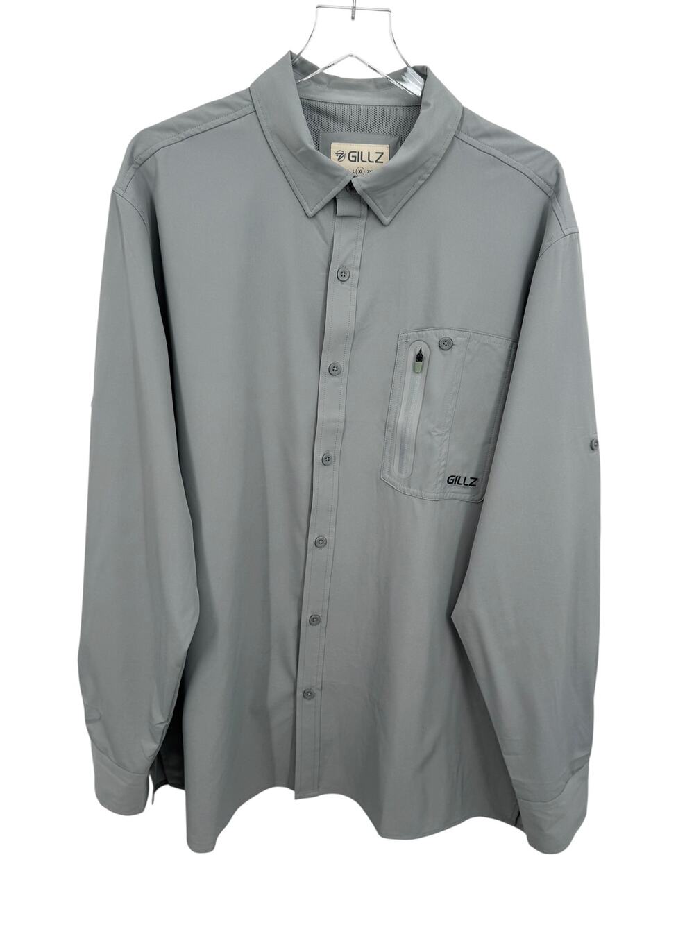 Gillz shirt men's XL vented fishing outdoors button down long tab sleeves gray